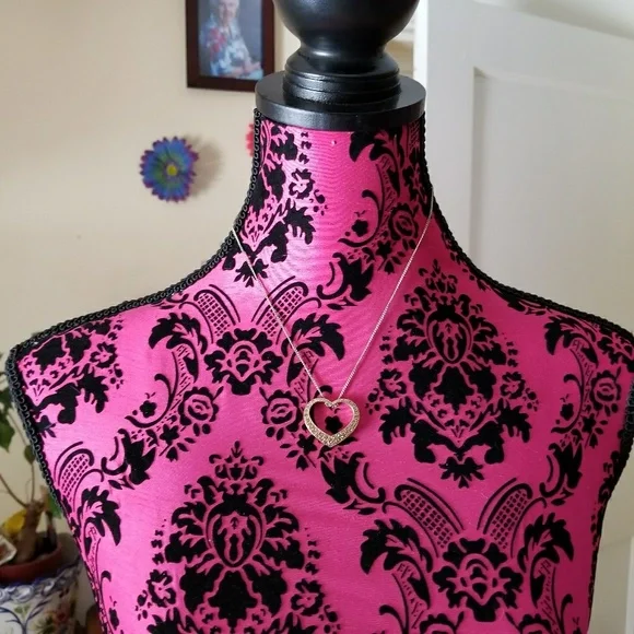 Monet open heart necklace gold tone champagne gem - Picture 5 of 7